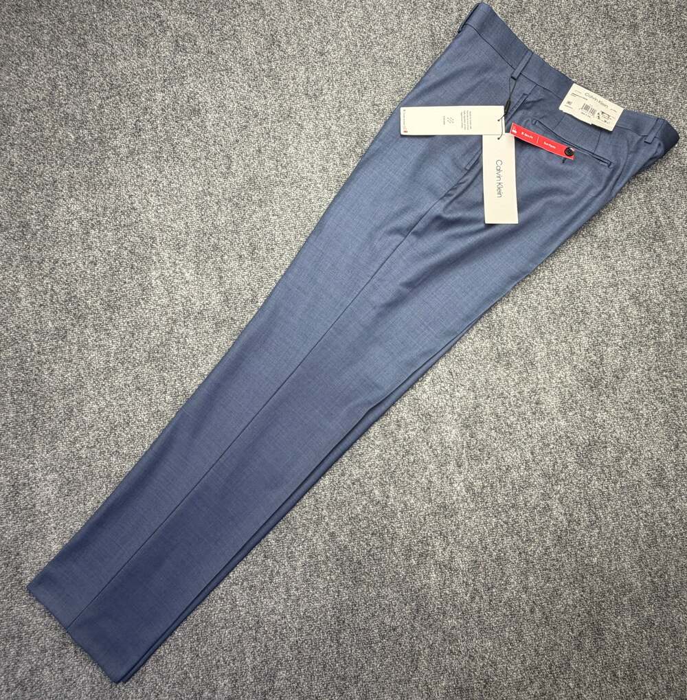 Calvin Klein Jerome Mens 38x34 Blue 100% Wool X Slim Suit Pants NWT $190 MSRP